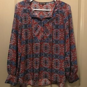 Red and Blue Lightweight Blouse